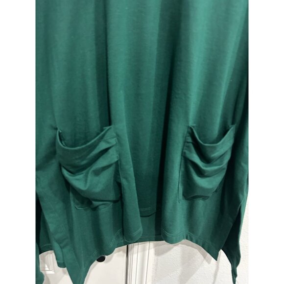 August Silk Green Ruched Pockets Draped Cowl Neck Tunic Size Medium Casual - Picture 4 of 9